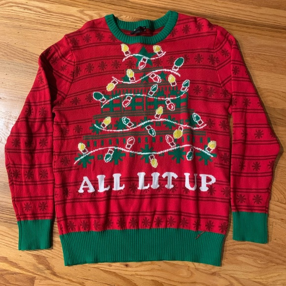 Christmas Sweater All Lit Up Red Green Size Medium - Picture 2 of 8